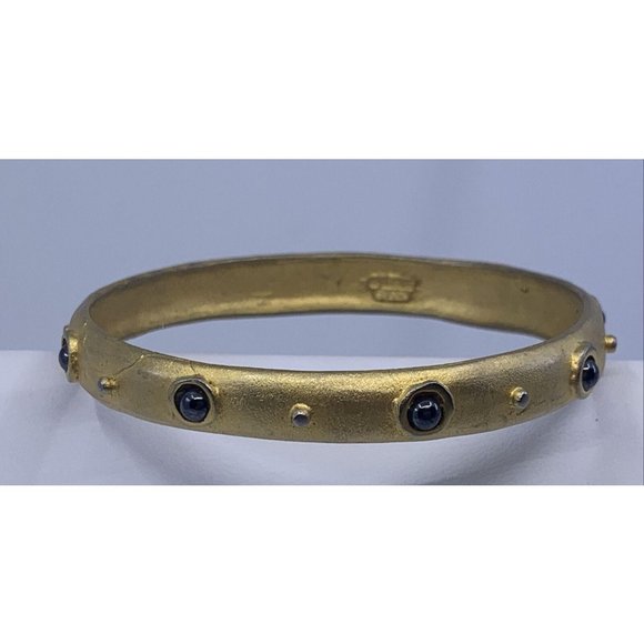 Vtg Leslie Block Mat Gold Plated Bangle Bracelet - Picture 1 of 12